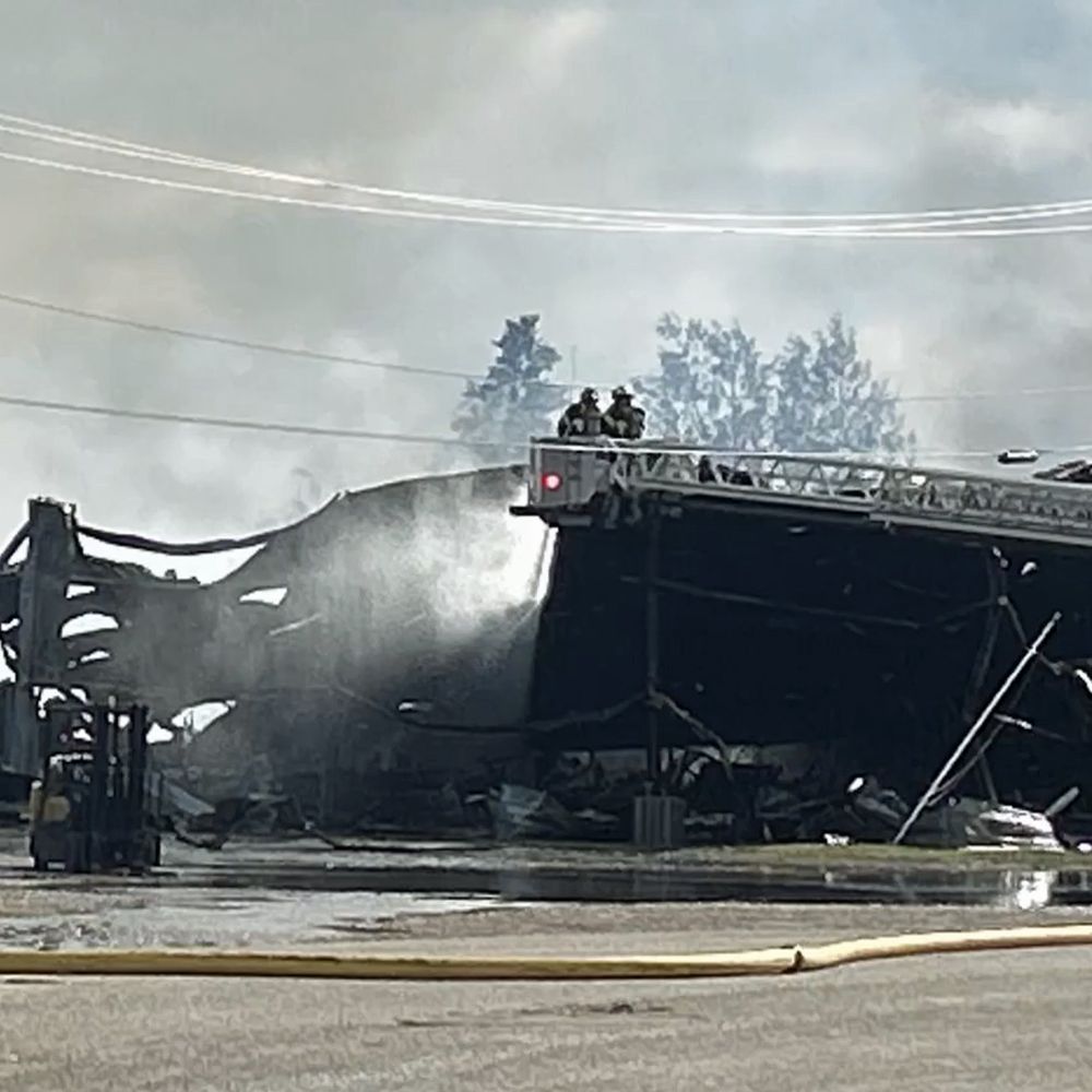 Race Ramps factory destroyed after fire, October 2025, Escanaba Michigan