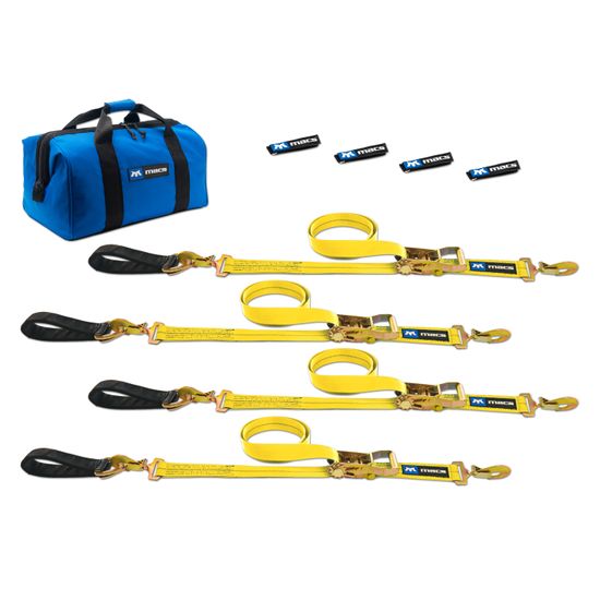 514208 2 x 8 Ultra Pack Tie-Down Straps with Detachable Axle Straps Sewn Fixed Ends - Yellow