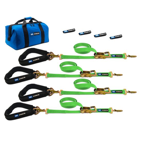 515646 2 x 6 Pro Pack Premium Tie-Down Strap Kit with 40 Axle Strap Sewn Fixed Ends - Lime Green