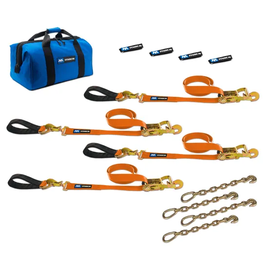A&G Chained Cross Strap 2本セット Two 6' & Two 8' Ultra Pack Tie-Down Straps with Detachable Axle