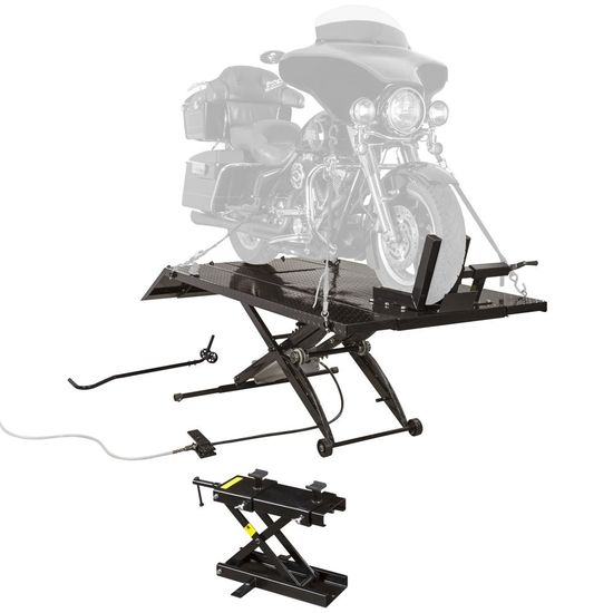 BW-1000A-XW Black Widow Extra Wide Pneumatic Motorcycle Lift Table - 1000 lb Capacity