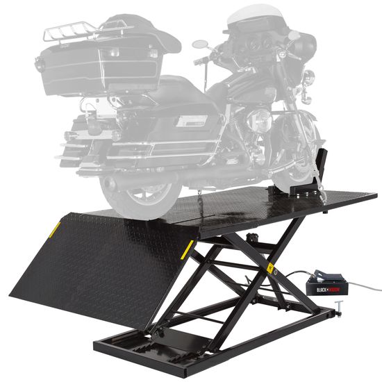 BW-1500AO-V2-MC Black Widow Extra Wide AirHydraulic Motorcycle Lift Table - 1500 lb Capacity