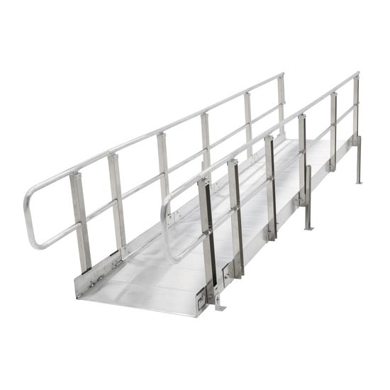 Mod-XP-Ramp-14-HR 14 L PVI Modular XP Aluminum Wheelchair Ramp Section with Handrails