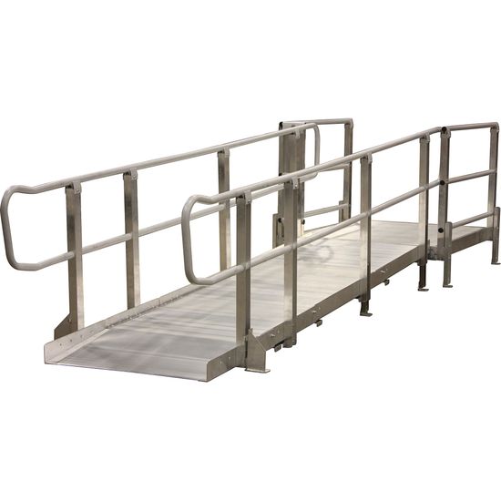 Mod-XP-Ramp-15-HR 15 L PVI Modular XP Aluminum Wheelchair Ramp Section with Handrails