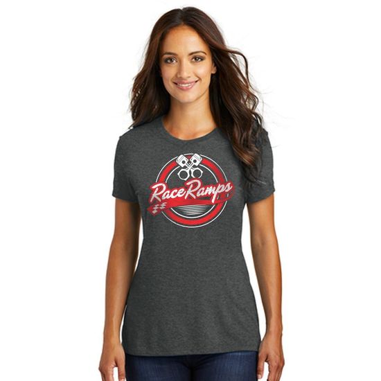 RR-BFSS03-L-XL Race Ramps Circular Piston Logo Womens Short Sleeve Crew Neck T-Shirt - XL