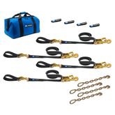 511228 2 x 8 Ultra Pack Tie-Down Straps with Detachable Axle Straps Direct Hook Ends  Chain Extensions - Black