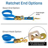 511658 2 x 8 Pro Pack Premium Tie-Down Strap Kit with 40 Axle Strap Direct Hook Ends - Black 4