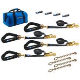 511659 2 x 8 Pro Pack Premium Tie-Down Strap Kit with 40 Axle Strap Direct Hook Ends  Chain Extensions - Black