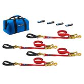 513218 2 x 8 Ultra Pack Tie-Down Straps with Detachable Axle Straps Direct Hook Ends - Red