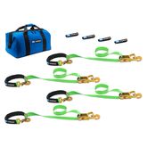 515118 2 x 8 Super Pack Tie-Down Strap Kit with Integrated Axle Straps Direct Hook Ends - Lime Green
