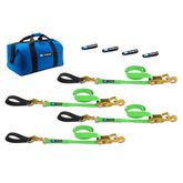 515217 Two 6  Two 8 Ultra Pack Tie-Down Straps with Detachable Axle Straps Direct Hook Ends - Lime Green